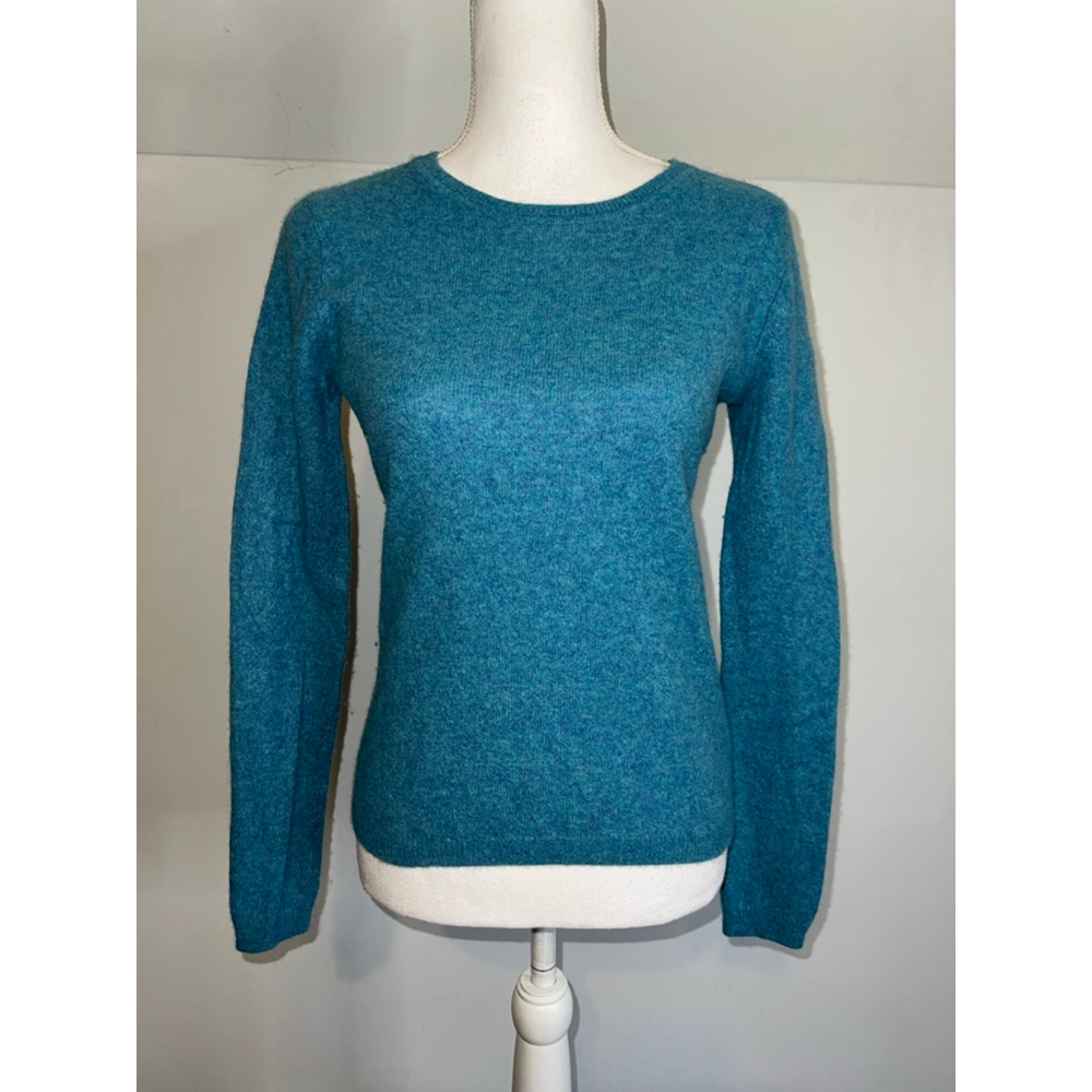Women's ELLEN TRACY Teal Cashmere Crew Neck Sweater L